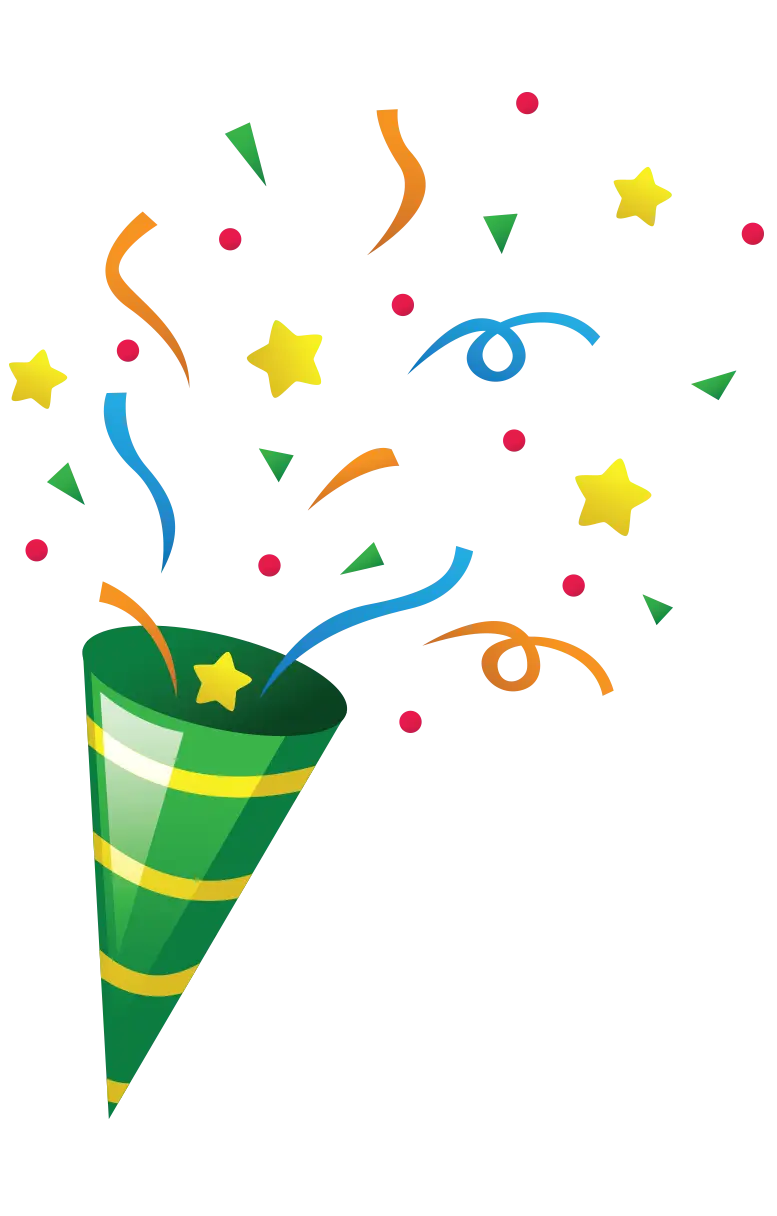 Colorful Party Popper Illustration with Confetti