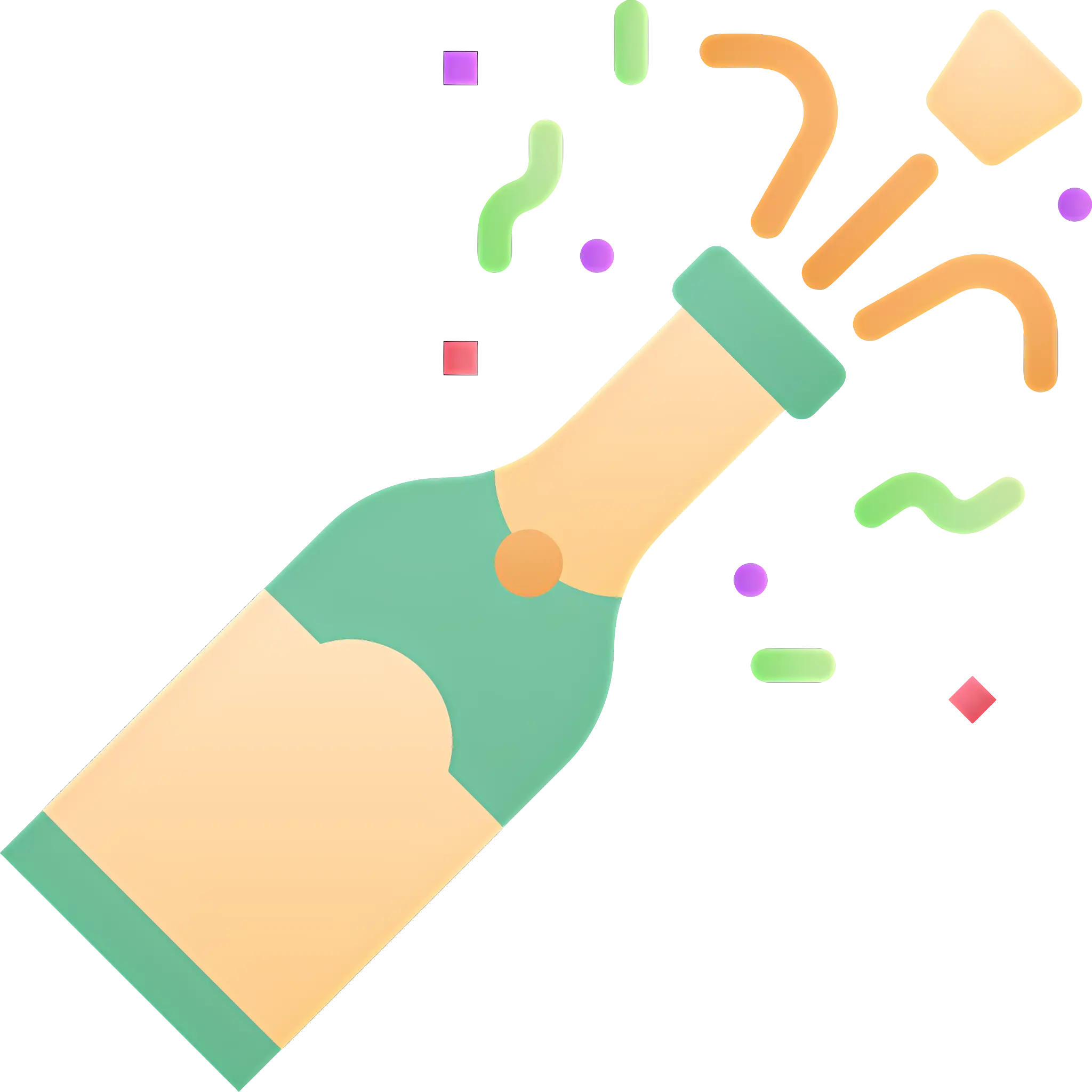 Colorful Champagne Bottle Popping Illustration