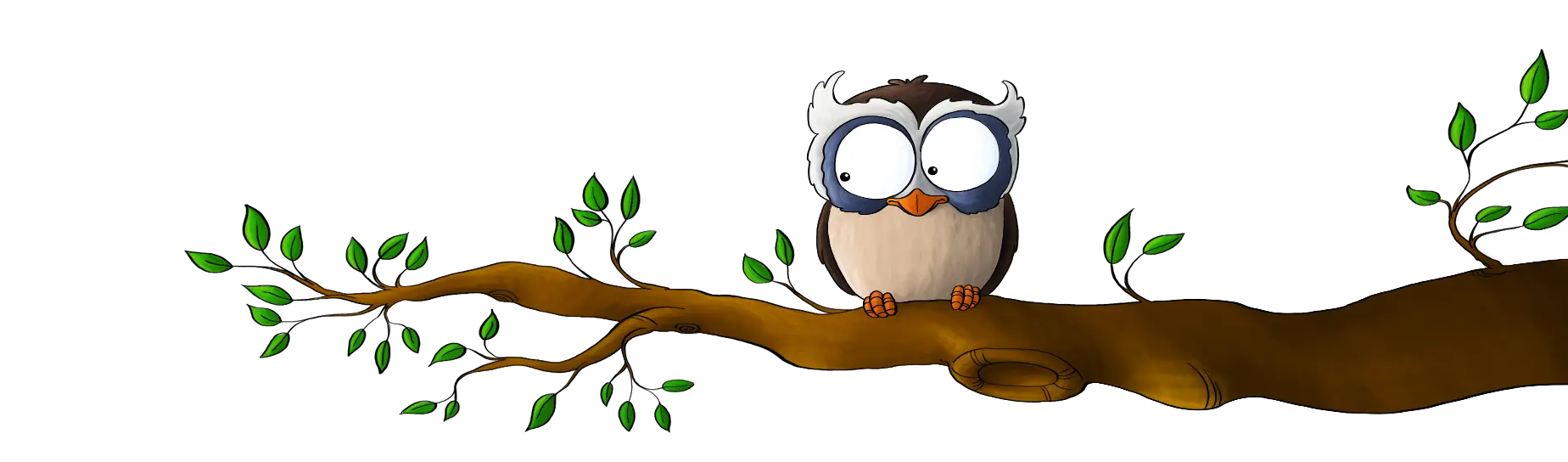 Cartoon Owl on a Branch