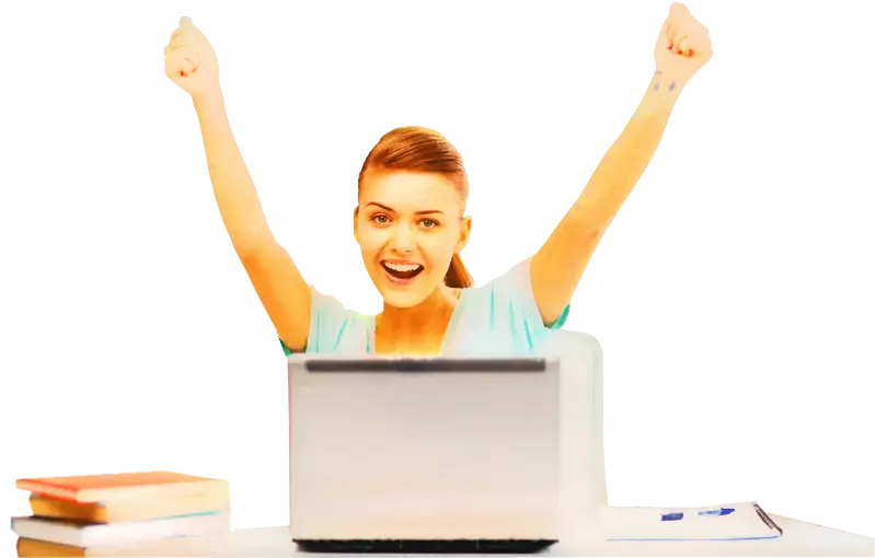 Excited Woman Celebrating Success with Laptop Illustration