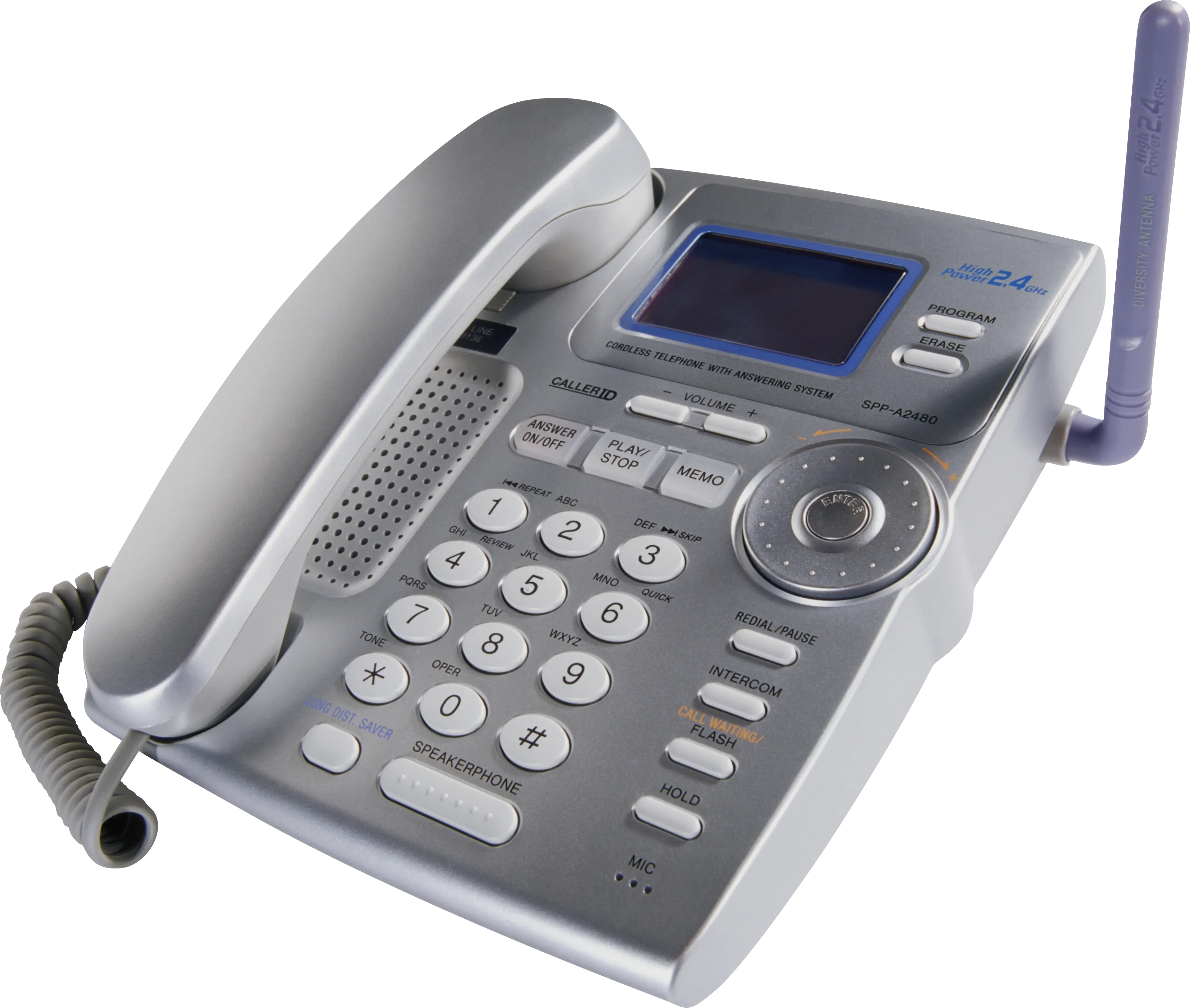 Silver Landline Telephone with Antenna