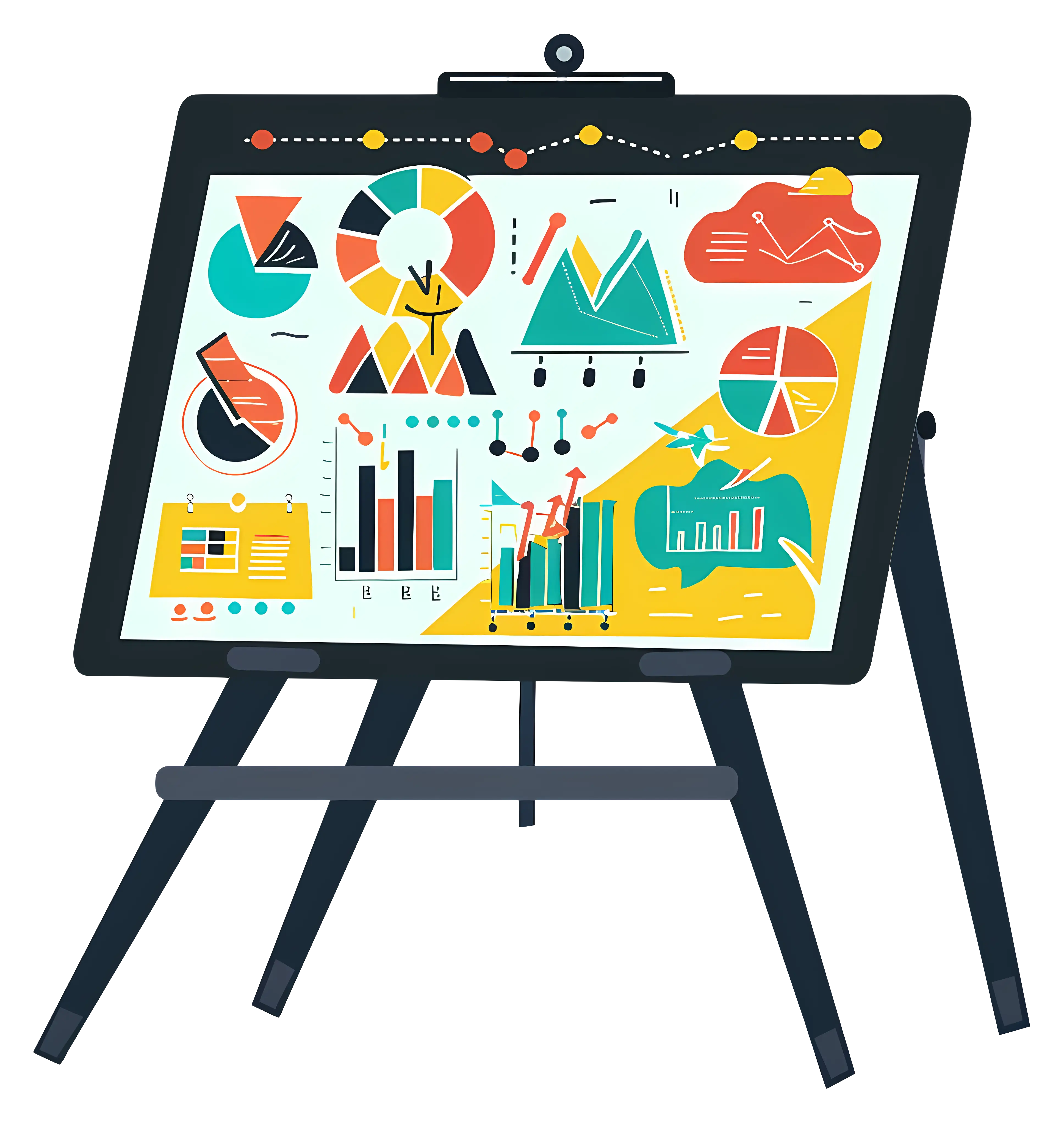 Illustrated Business Chart on Stand