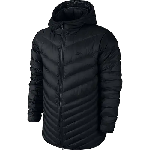 Black Longline Hooded Puffer Jacket