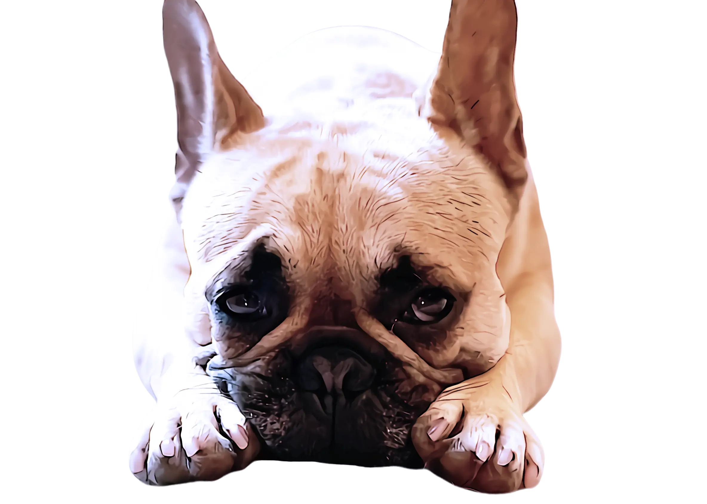Lying Bulldog with Sad Expression