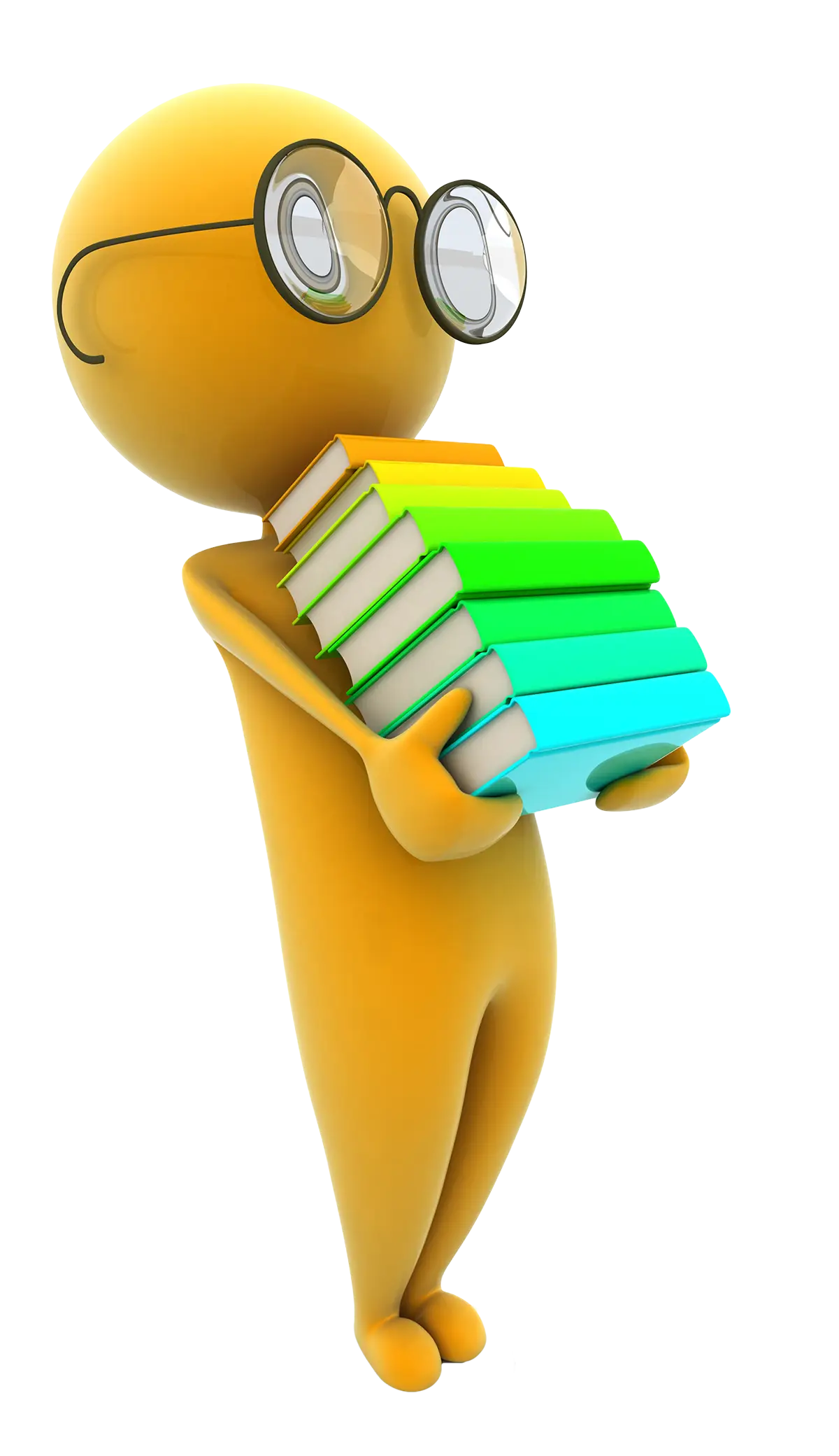 Yellow Character with Books and Glasses