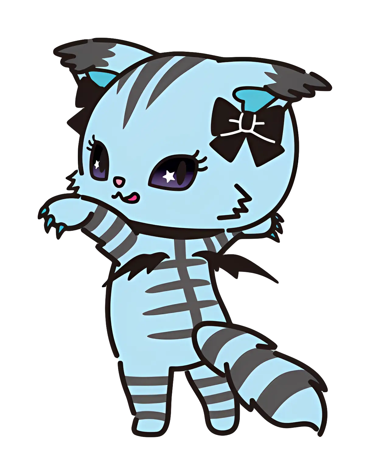 Blue Striped Cat Character