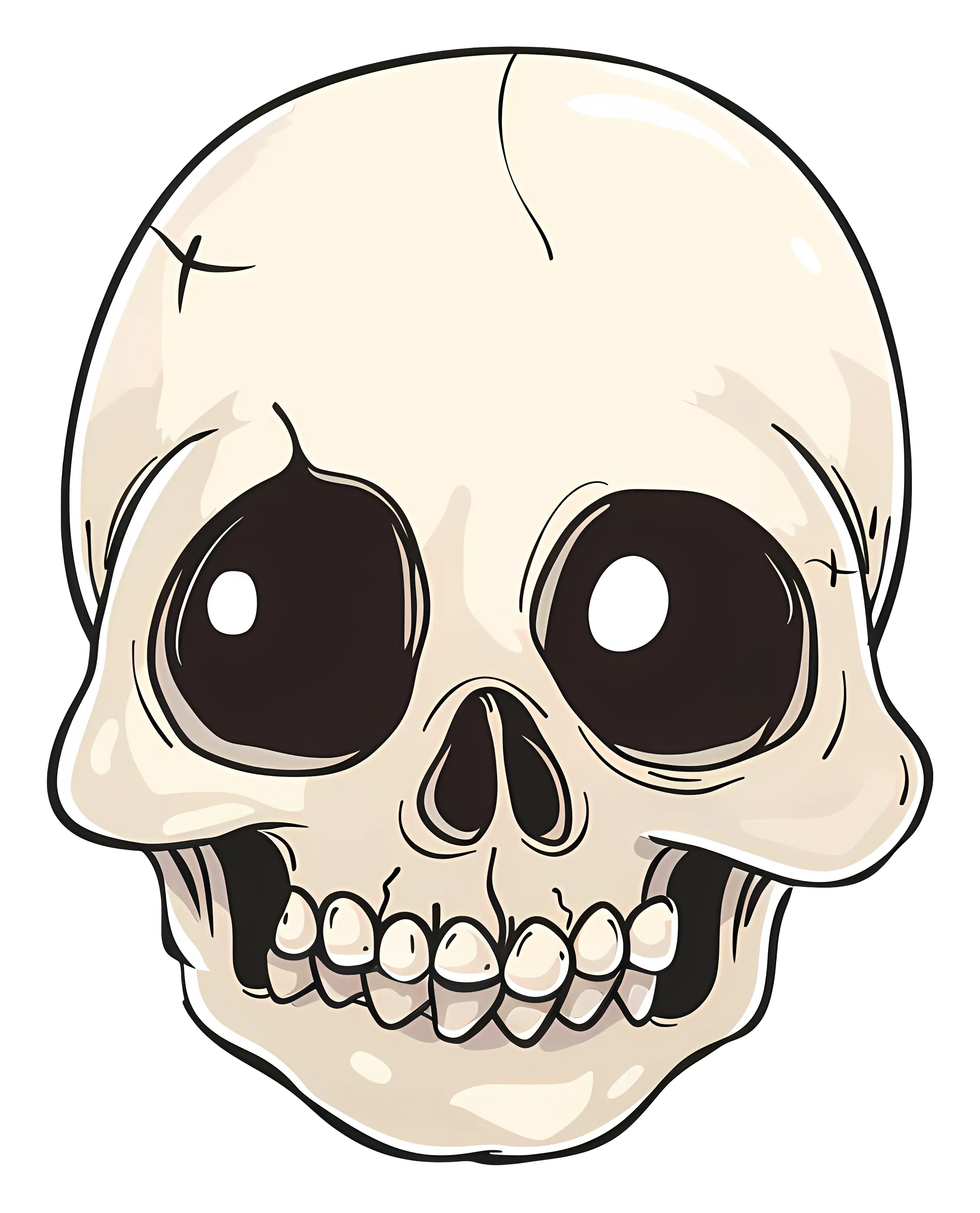 Cartoon Skull Illustration with Eerie Expression