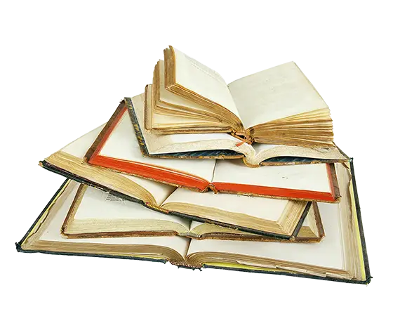 Stack of Vintage Open and Closed Books