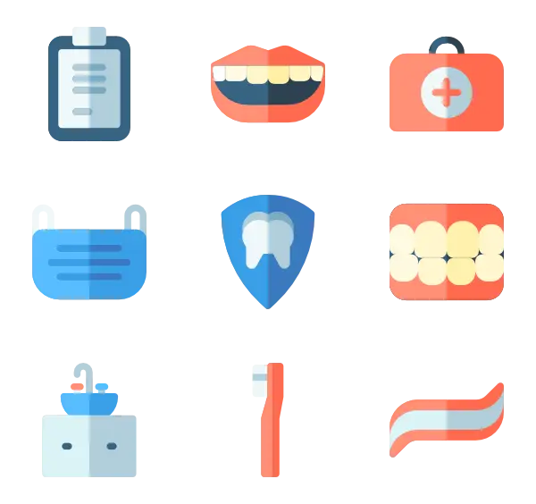 Colorful Dental Icons Set