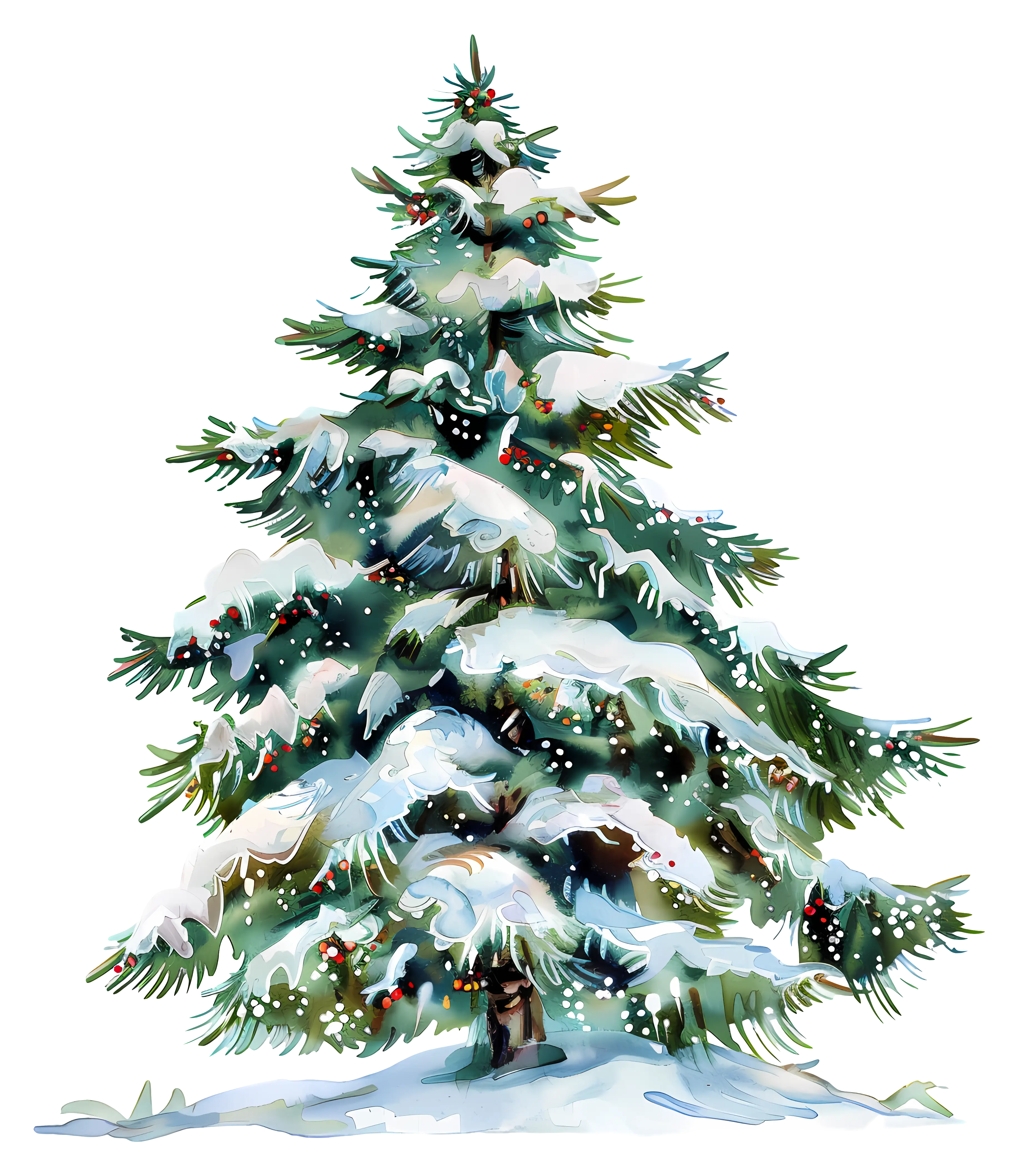 Snow-Covered Christmas Tree for the Holidays