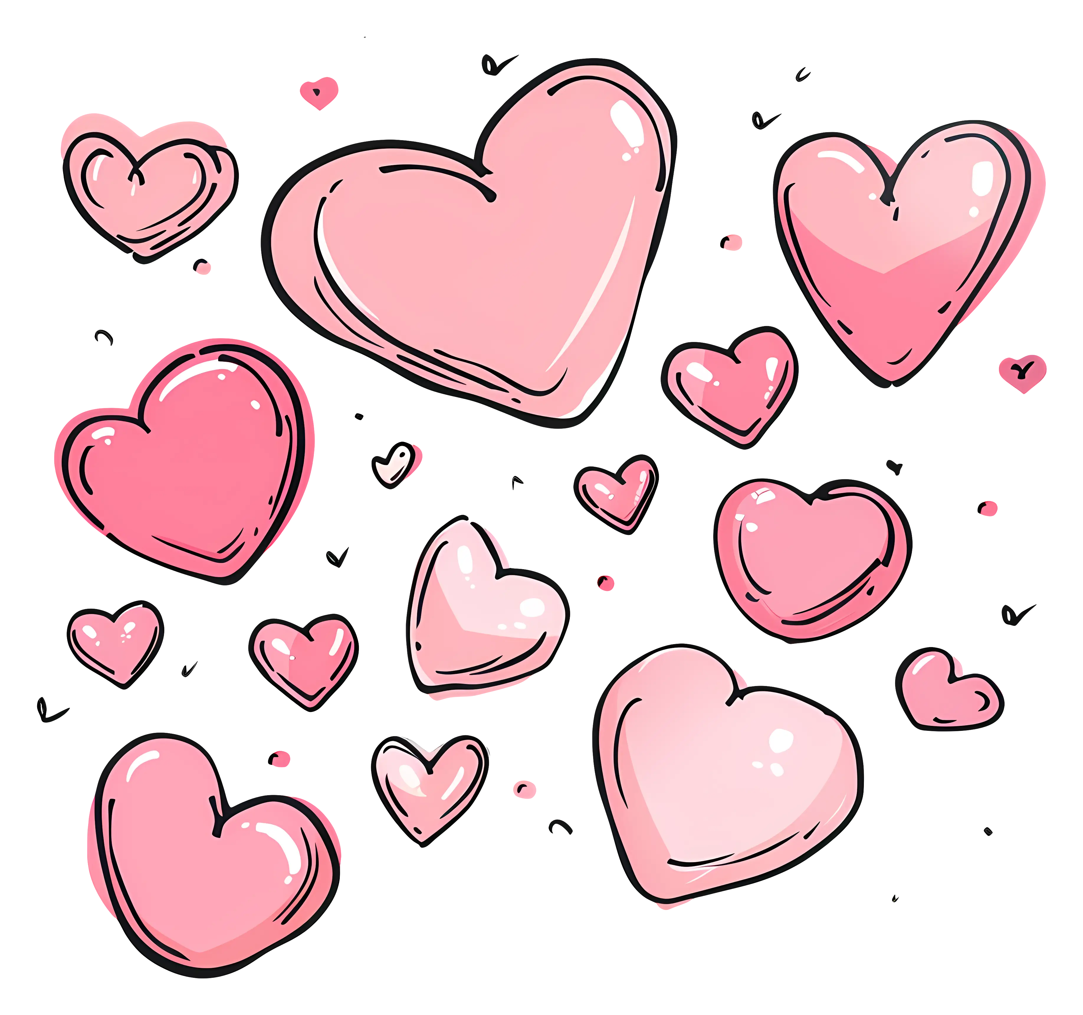 Pink Doodled Hearts Pattern for Valentine&#039;s Day