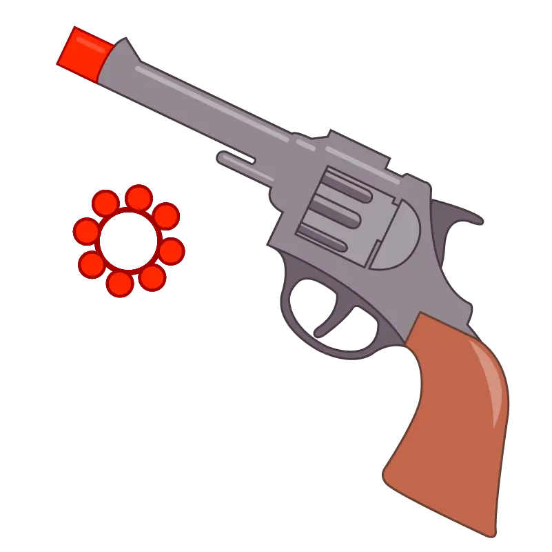 Plastic Toy Revolver Gun with Red Ammunition