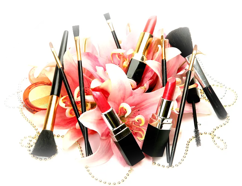 Makeup Items with Floral Decoration