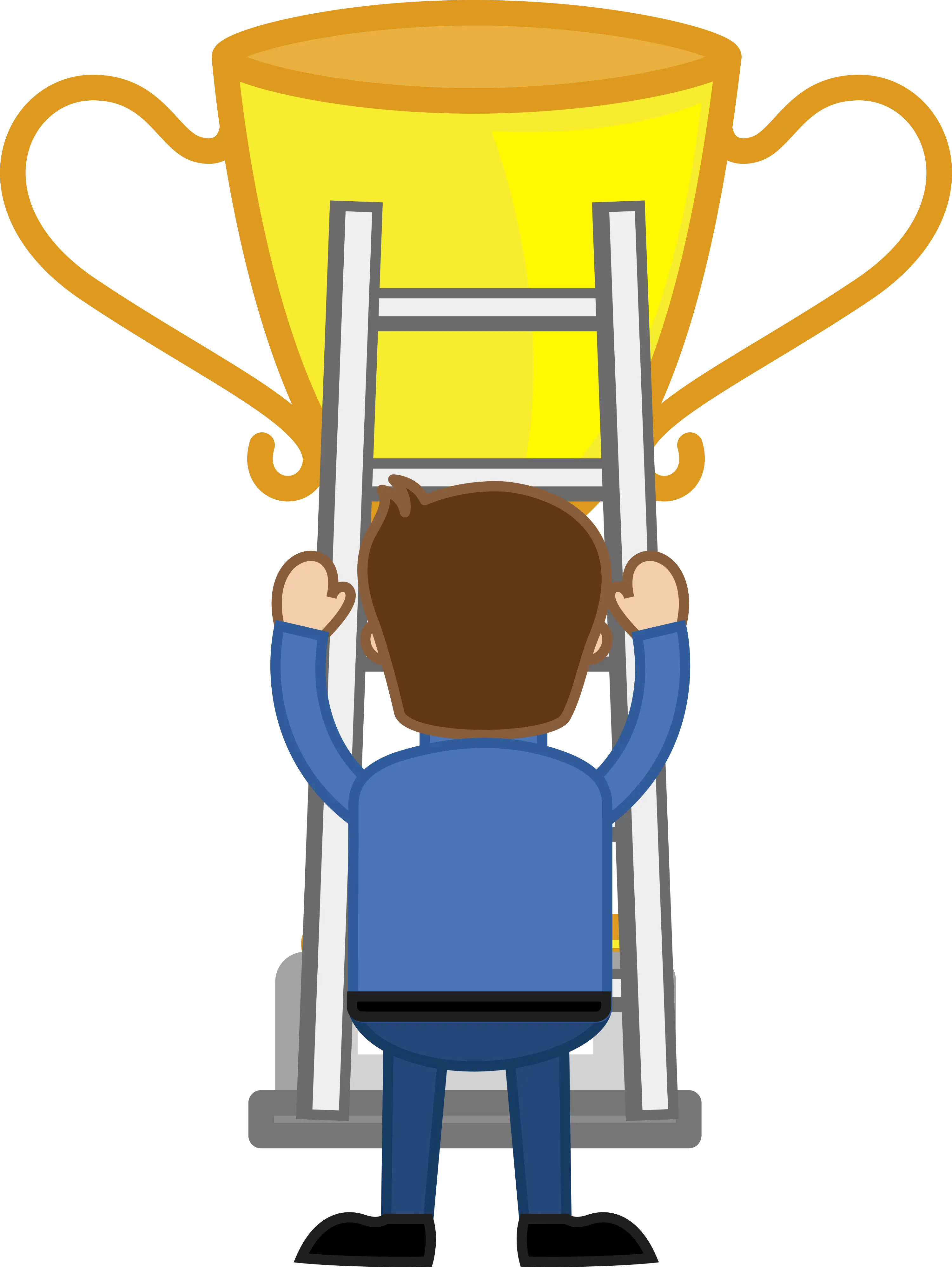 Man Climbing Ladder to Trophy