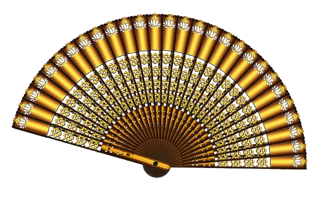 Ornate Golden Hand Fan Design