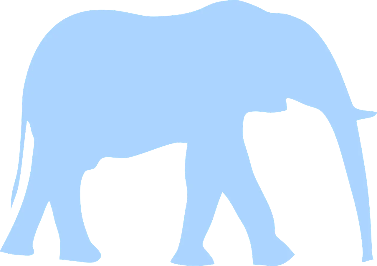 Blue Elephant Silhouette Illustration