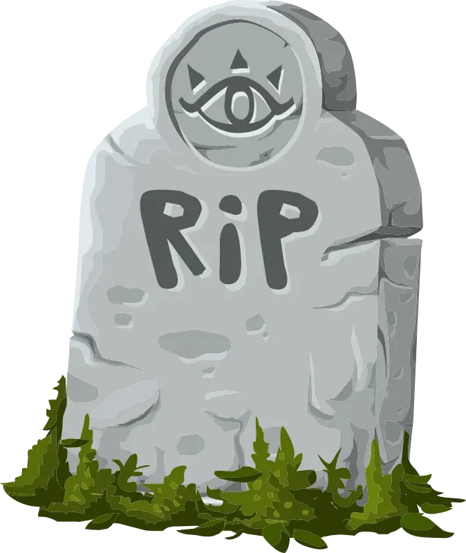 Gravestone with RIP Text and Engraved Eye Design