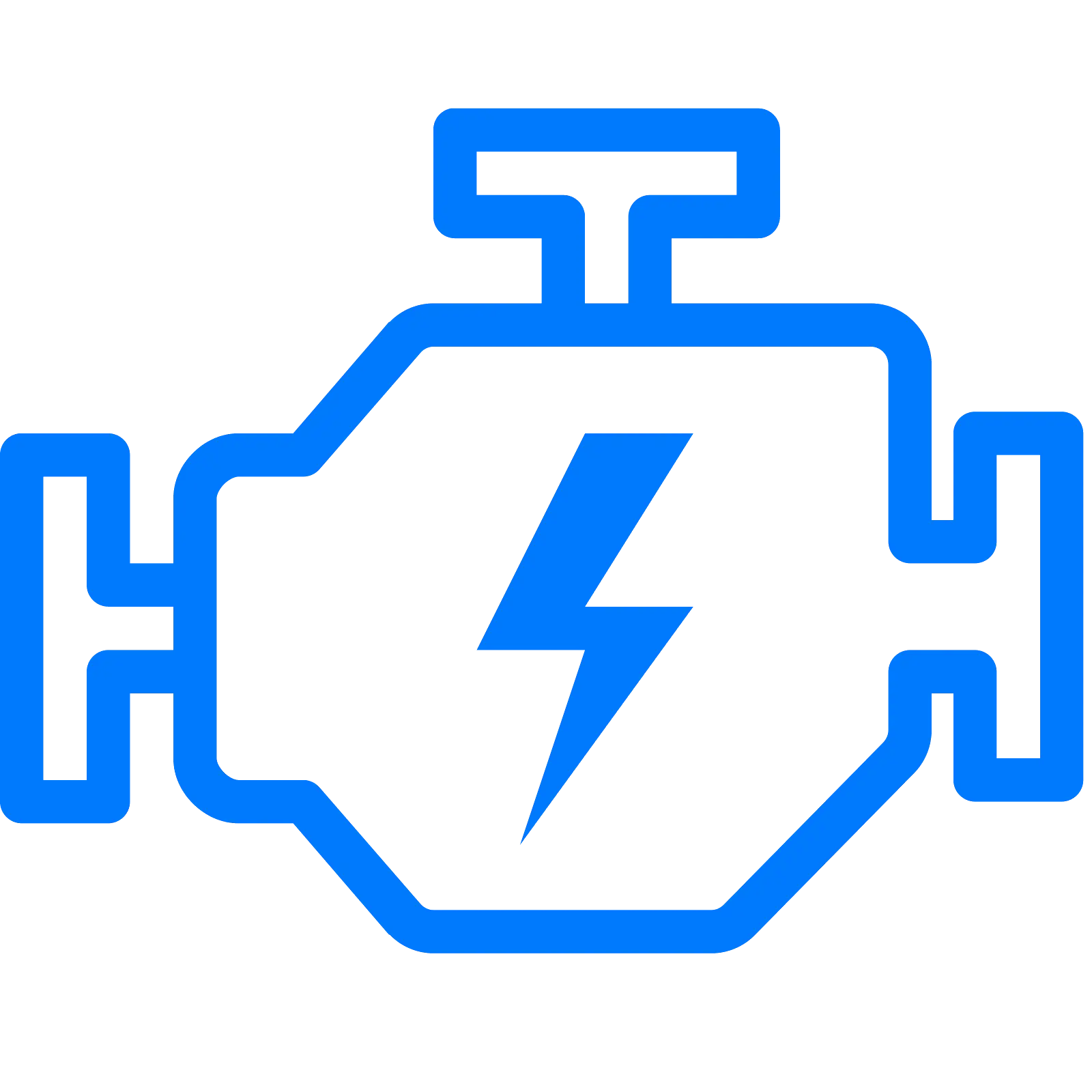 Engine Icon with Lightning Bolt Symbol