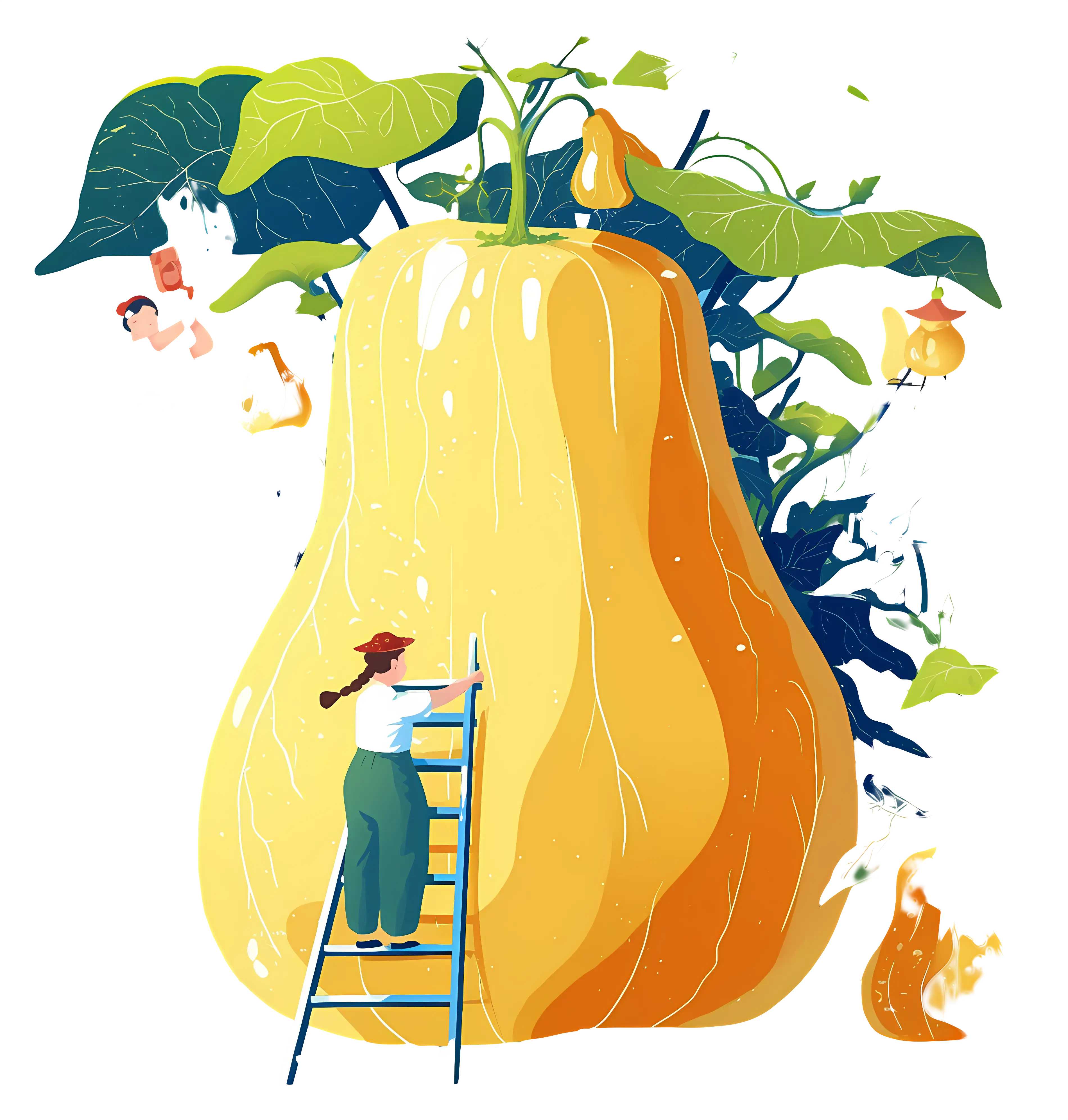 Giant Squash with People Harvesting