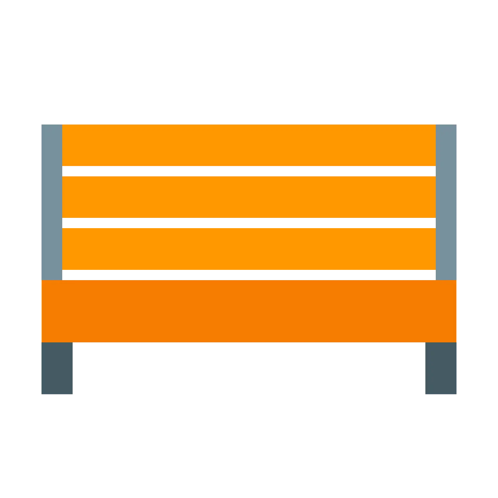 Wooden Bench with Orange Design
