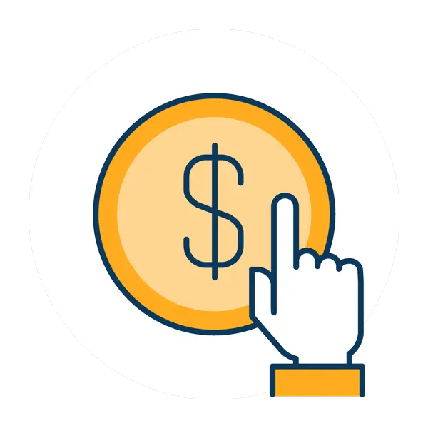 Dollar Coin with Hand Click Icon