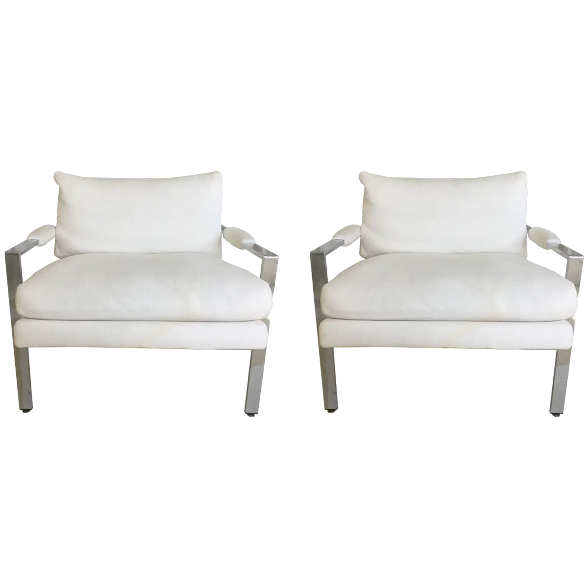 Pair of White Cushioned Modern Chairs