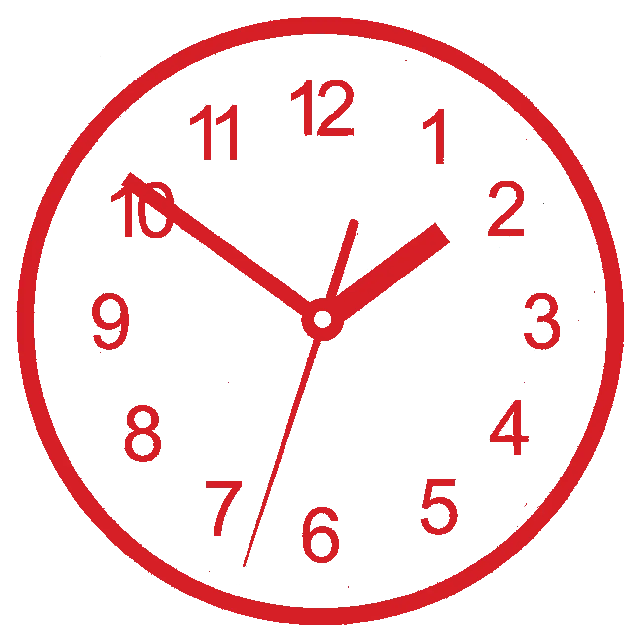 Red Analog Clock Showing Time
