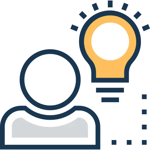 Person Icon with Lightbulb for Idea Concept