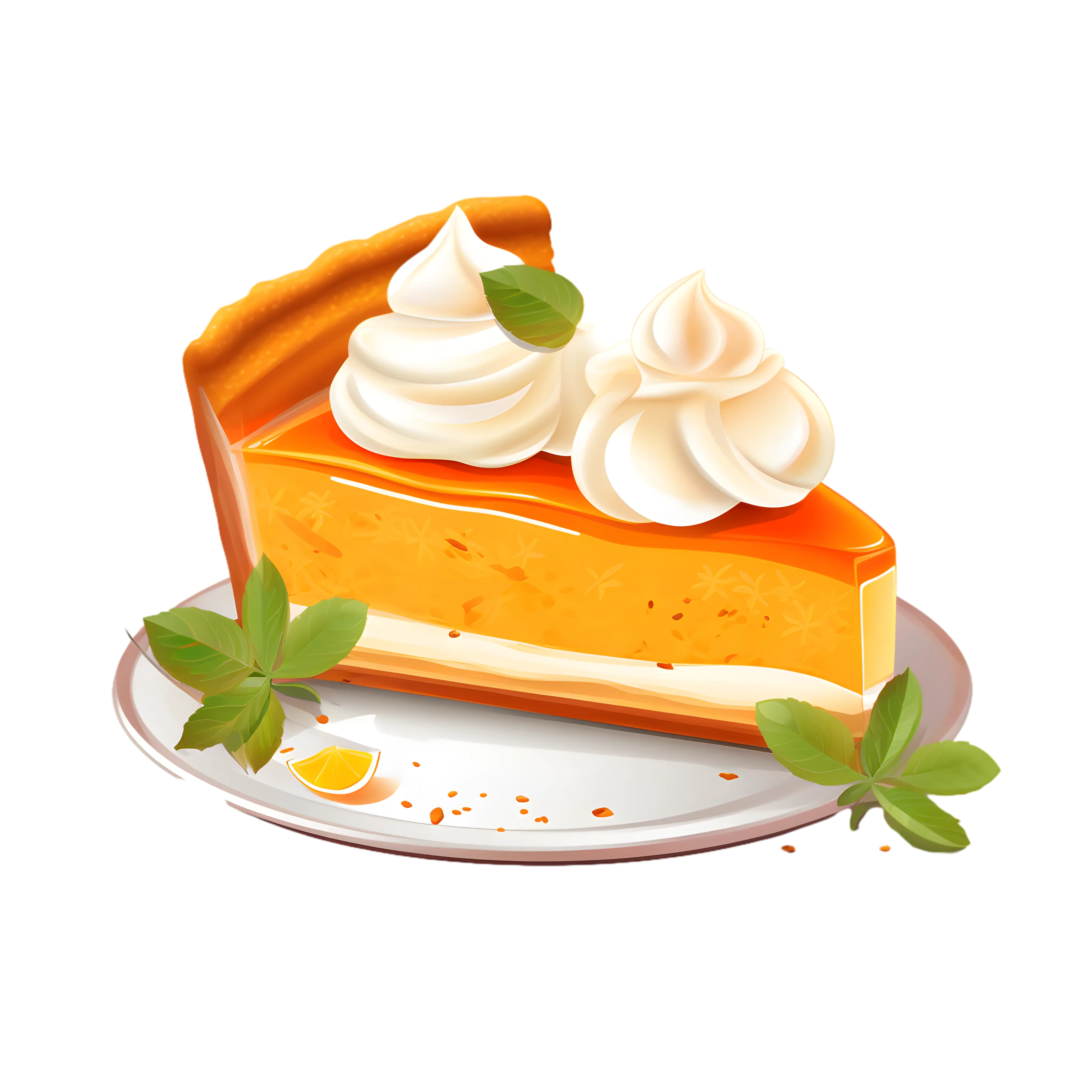 Delicious Pumpkin Pie Slice with Cream Topping