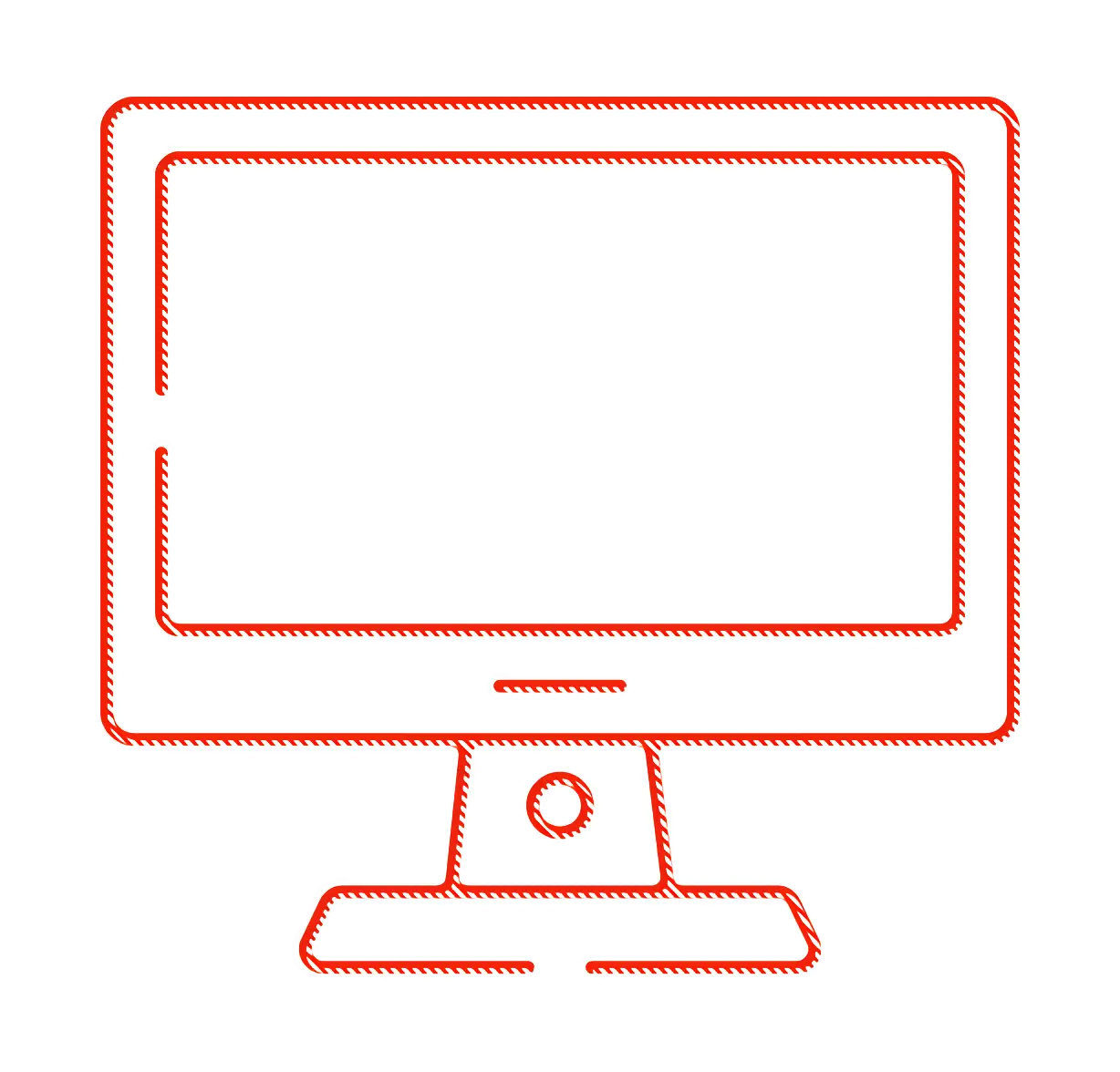 Red Line Art Computer Monitor Illustration