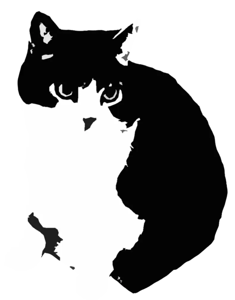 Black and White Cat Silhouette