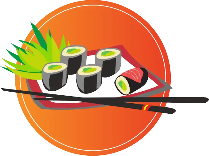 Colorful Sushi Rolls on Plate with Chopsticks