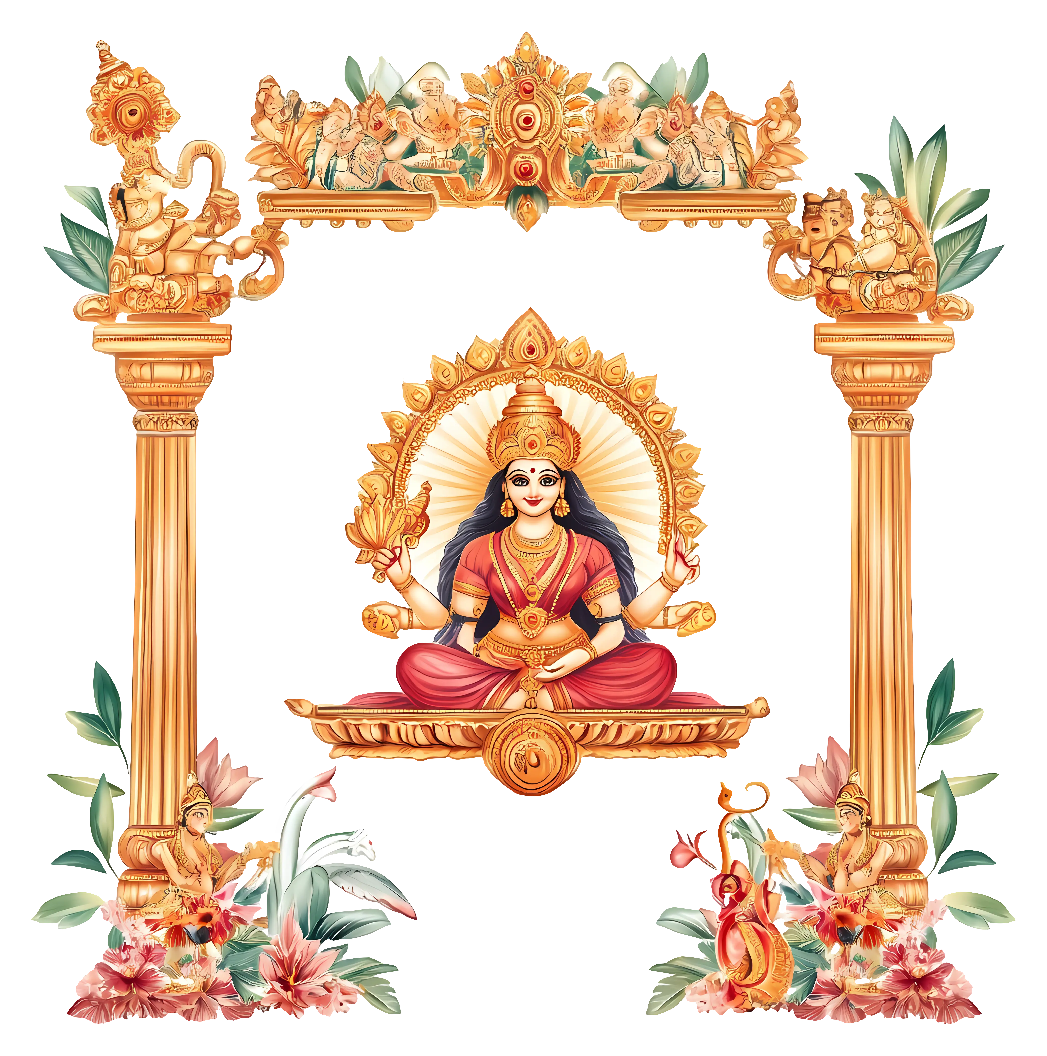 Divine Goddess Illustration with Ornate Frame