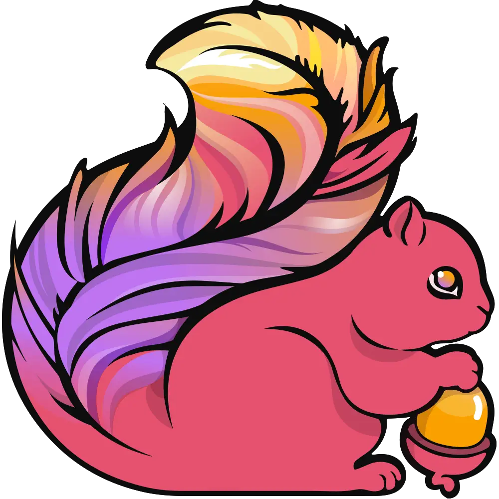 Pink Squirrel Cartoon with Colorful Tail