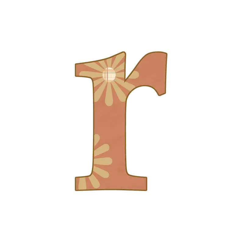 Decorative Letter R with Floral Pattern