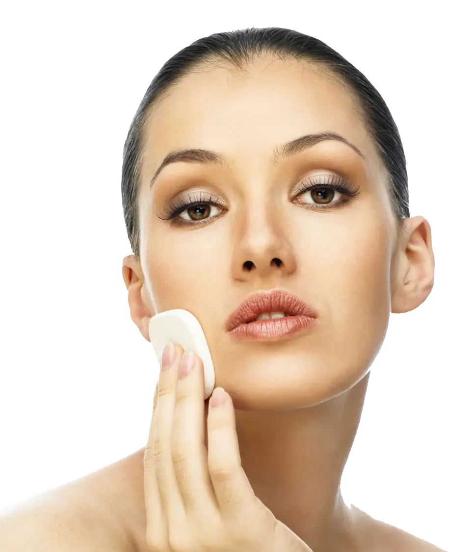 Woman Applying Makeup with a Cotton Pad