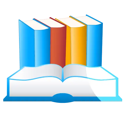 Open Book with Stacked Books Illustration