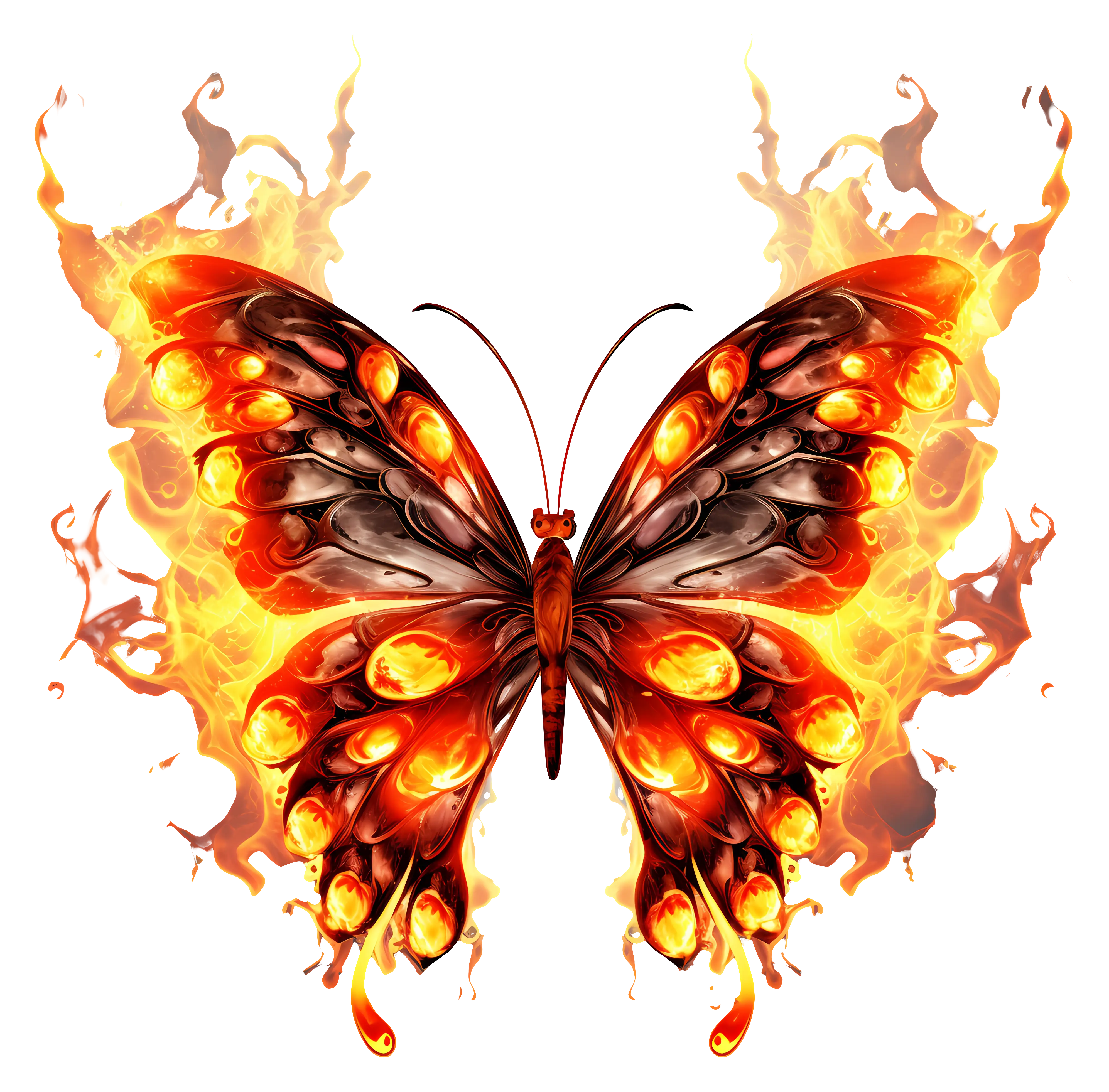 Fiery Butterfly with Flaming Wings