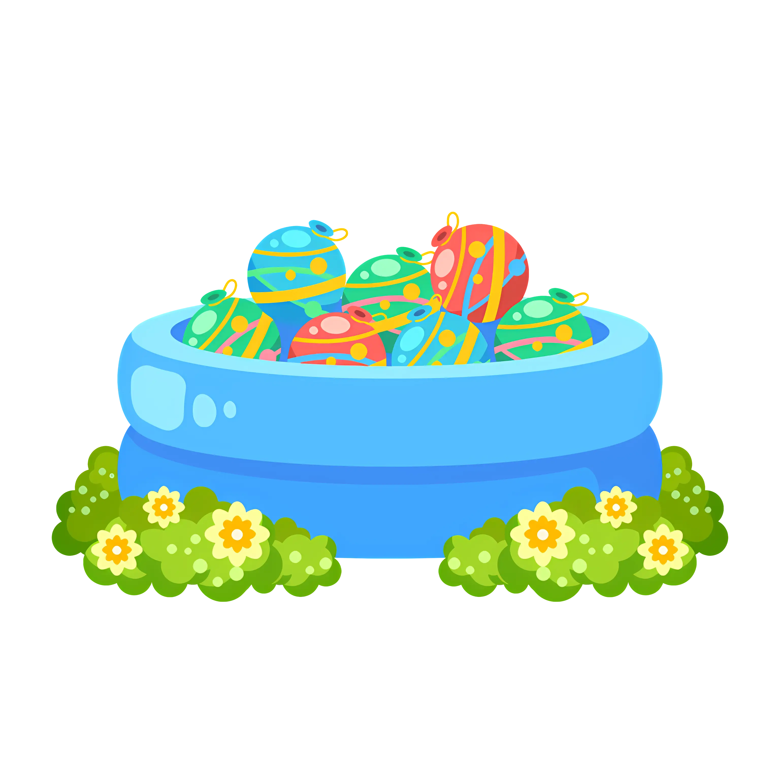 Colorful Water Balloons in Inflatable Pool