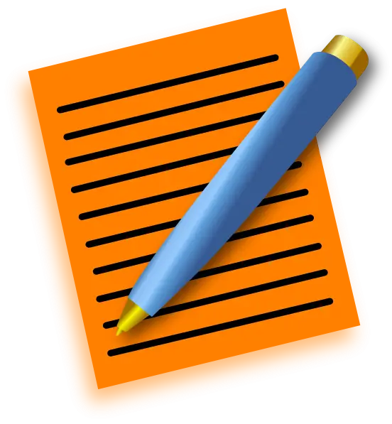 Blue Pen and Orange Paper for Writing Essentials