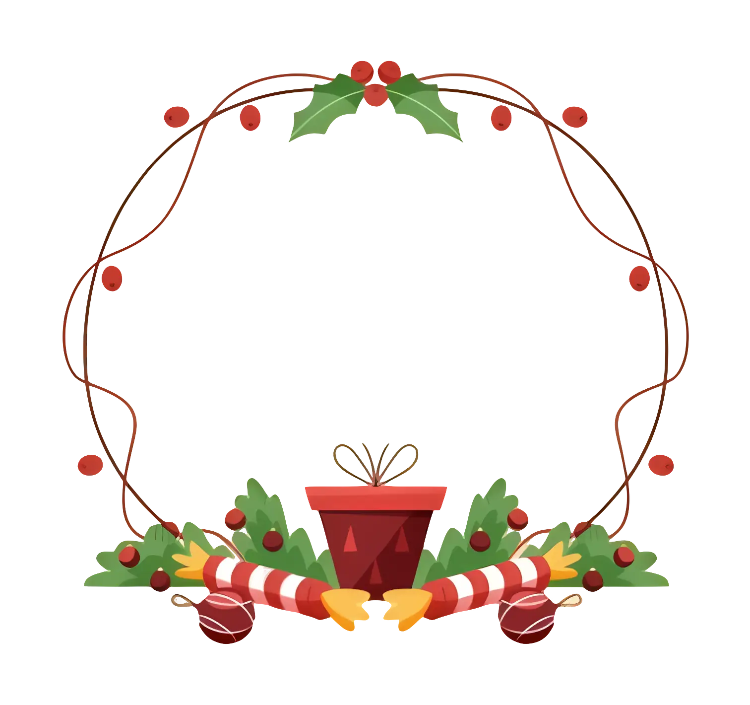 Christmas Wreath with Gift and Candy Canes
