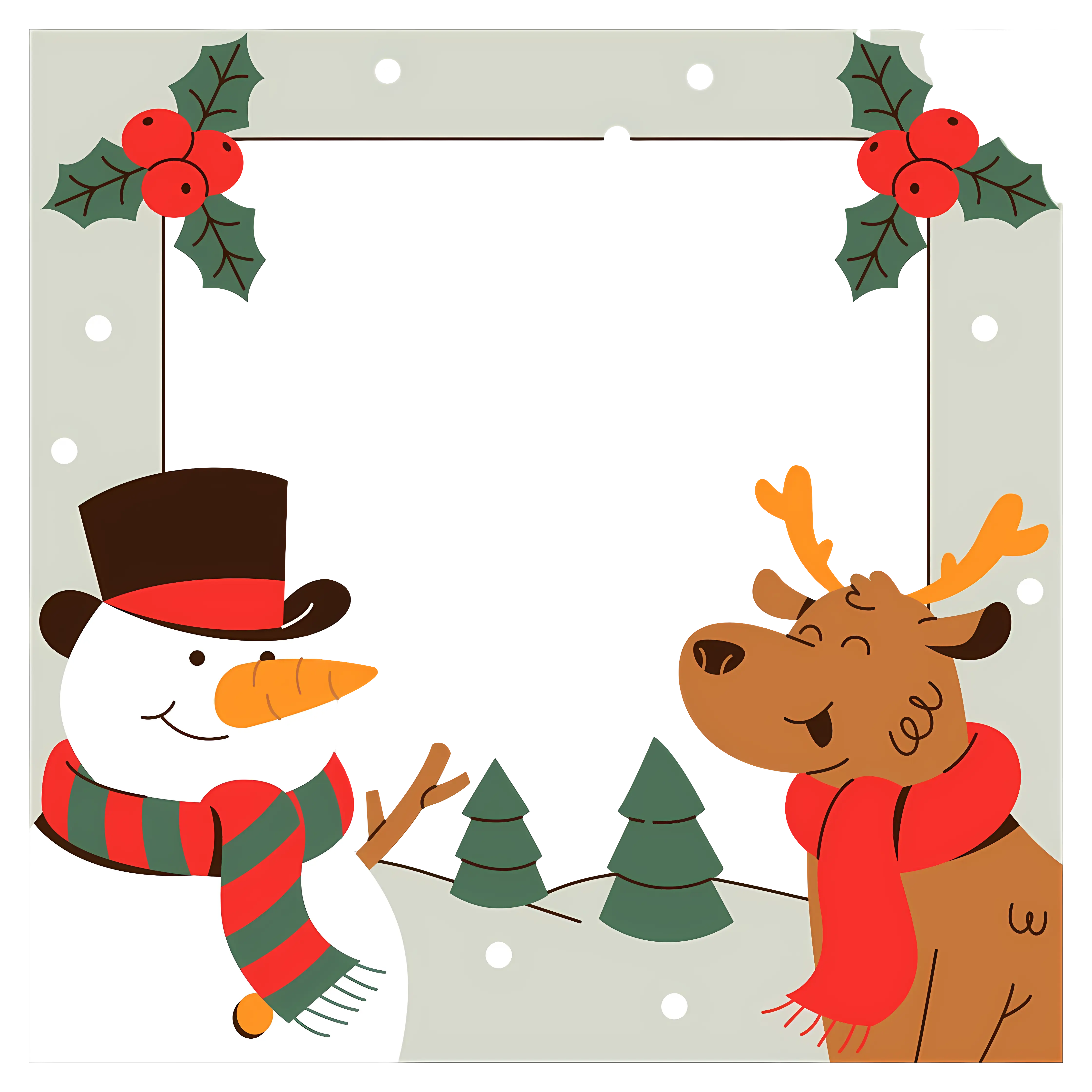 Snowman and Reindeer Christmas Scene