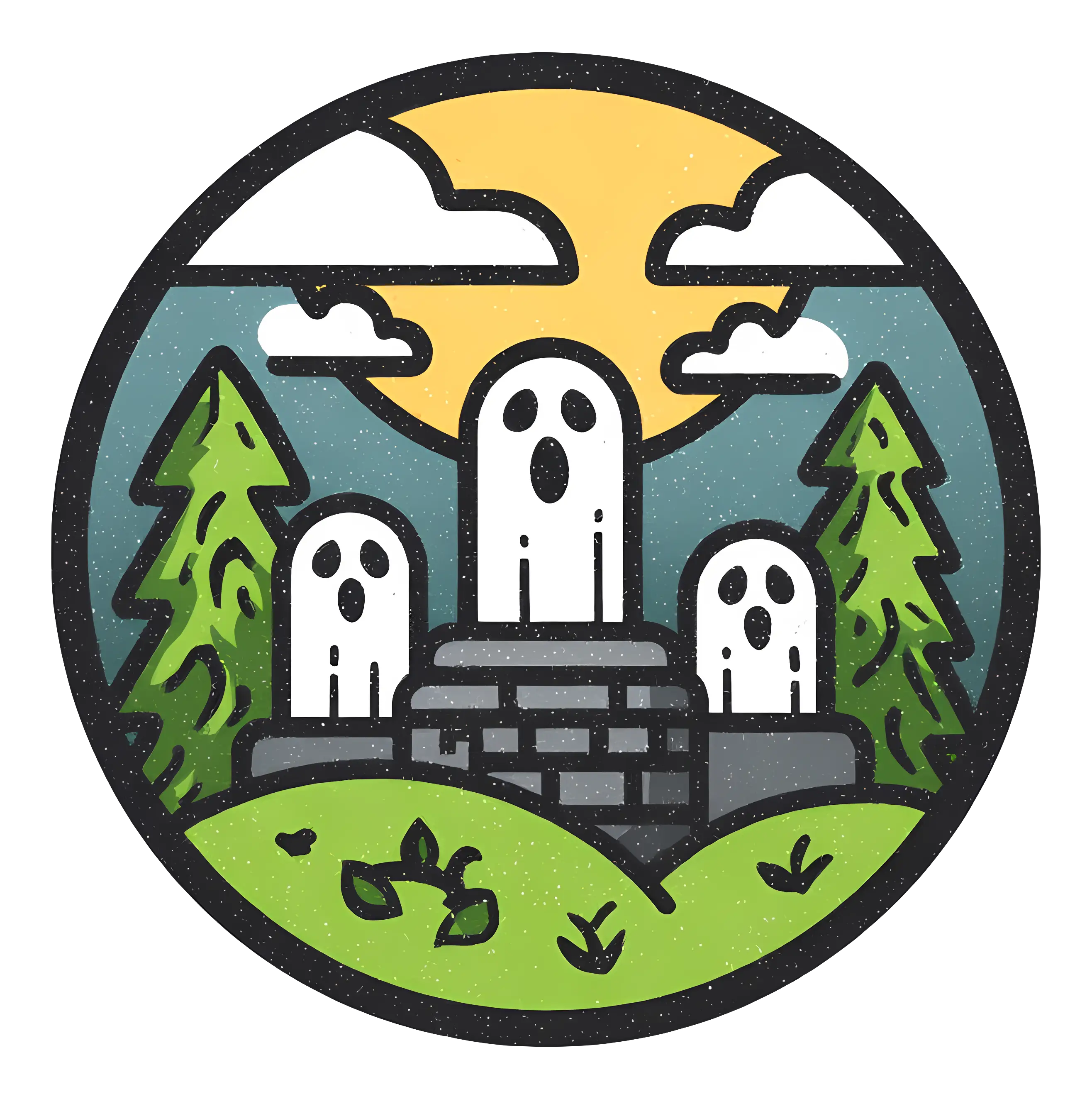 Spooky Ghosts in a Forest Circle