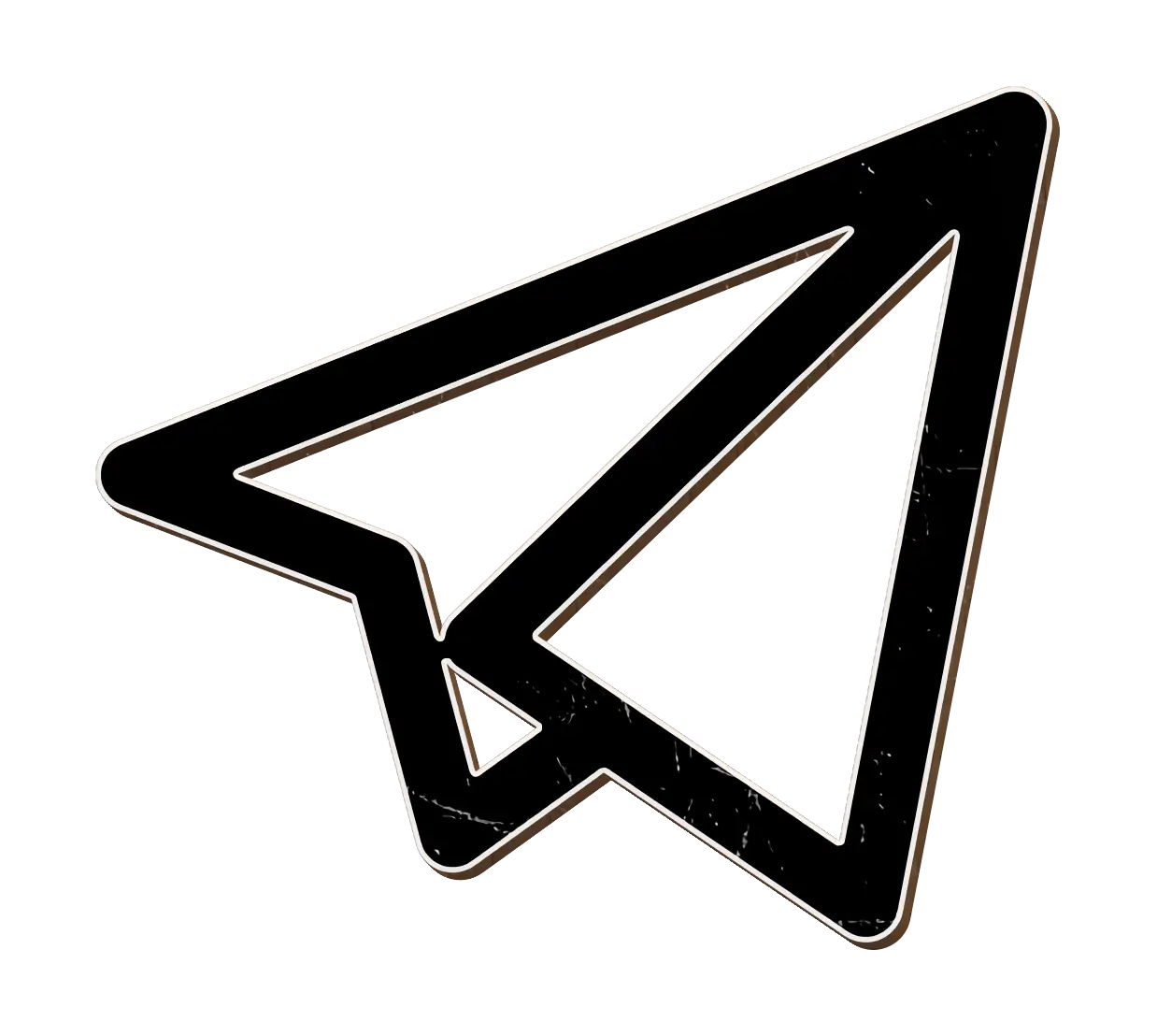 Black Paper Airplane Icon in Minimalist Style