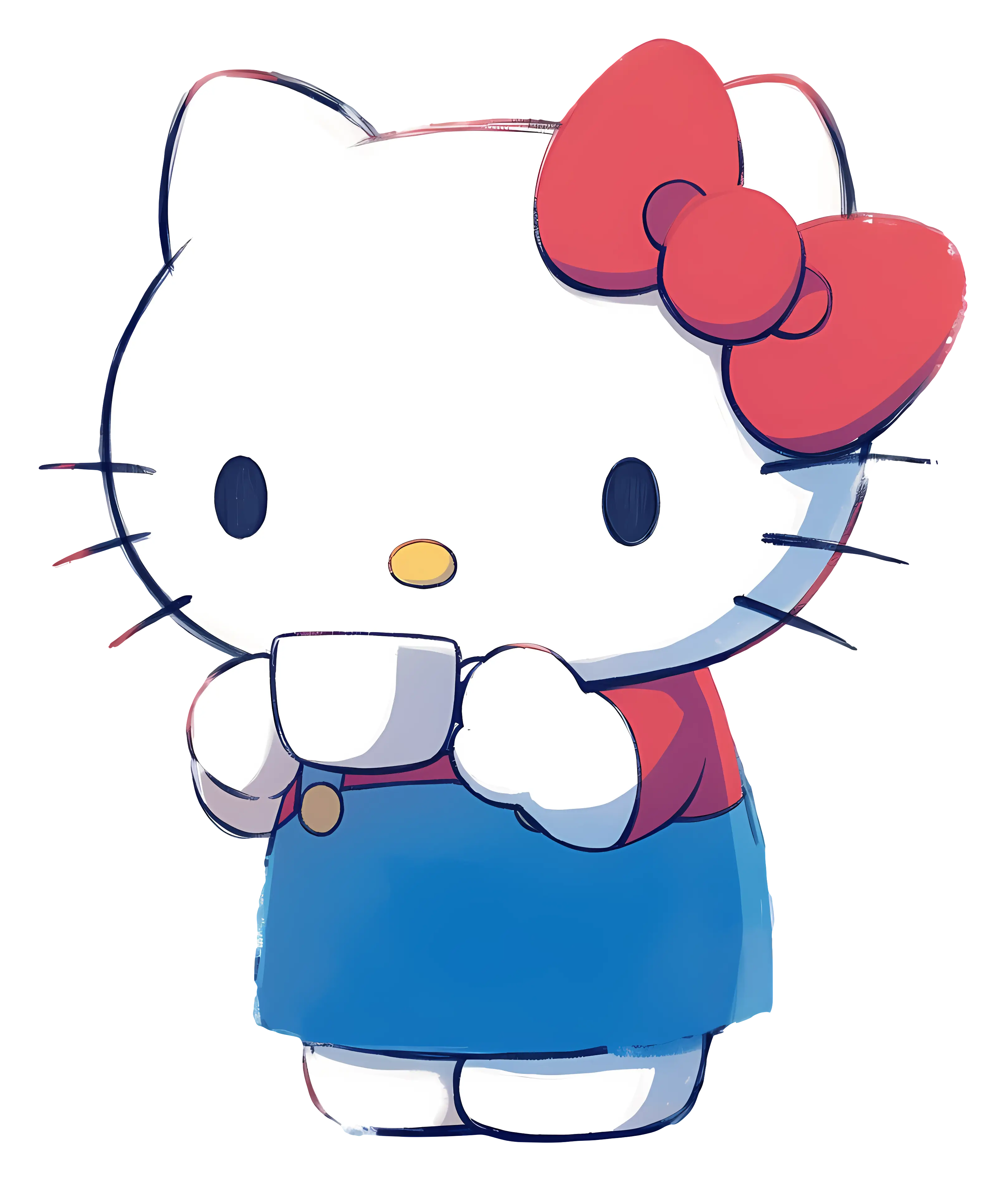 Cute Hello Kitty Holding a Cup