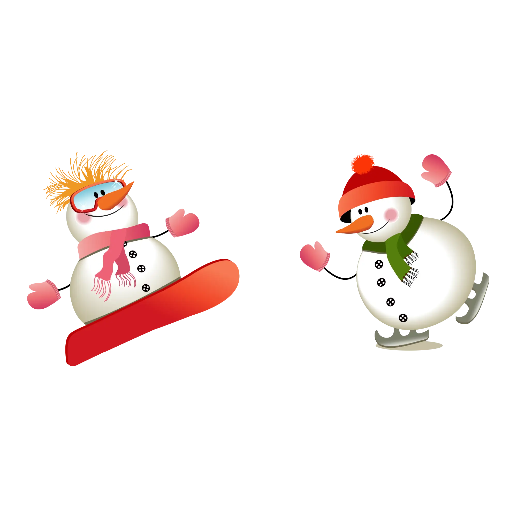 Snowmen Snowboarding and Ice Skating