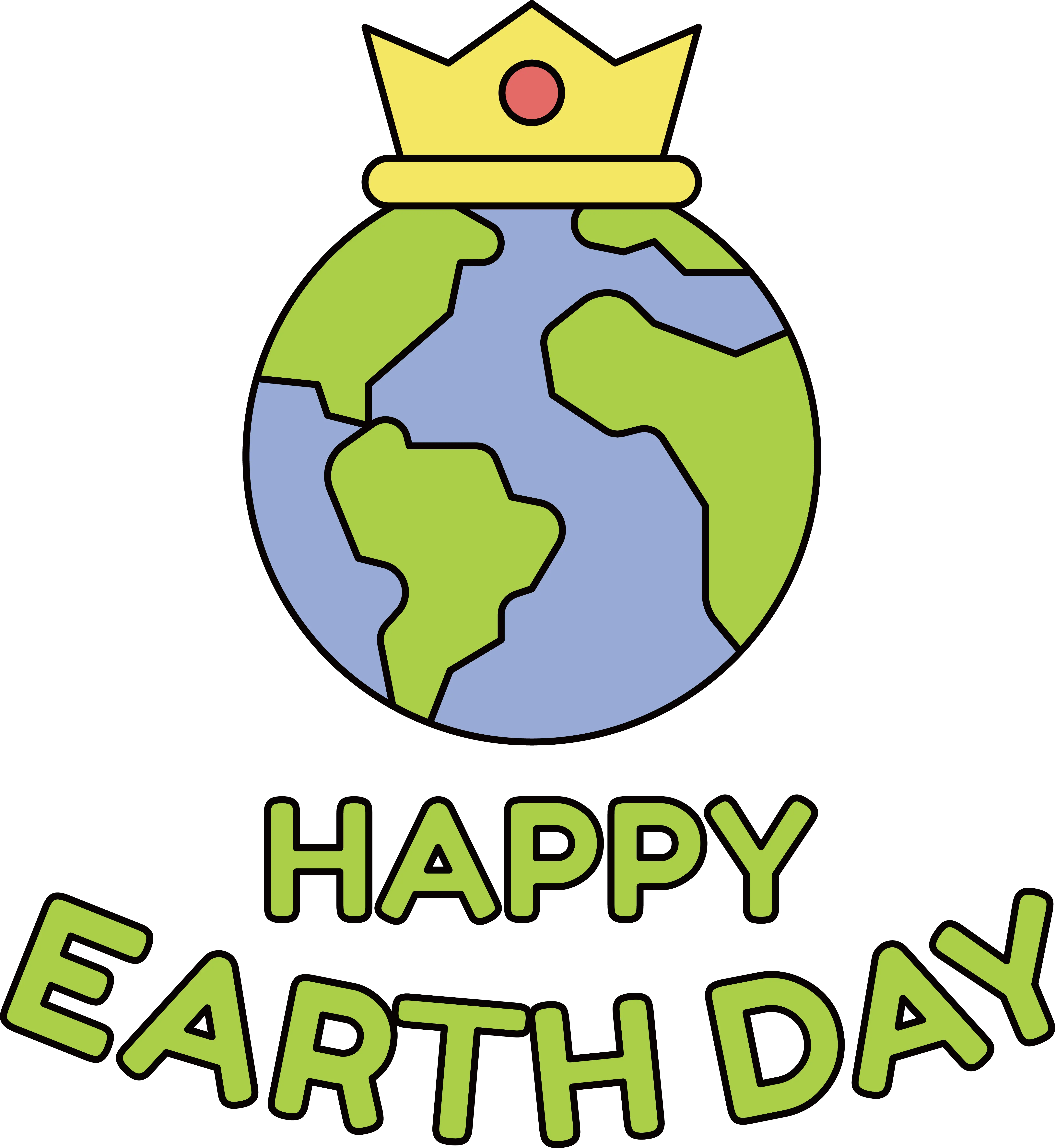 Earth Day Logo with Crown and Globe