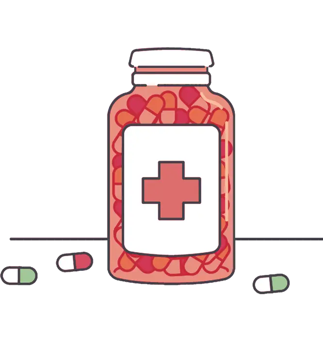 Medicine Bottle and Pills Illustration
