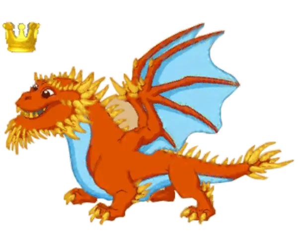 Cartoon Orange Dragon with a Crown