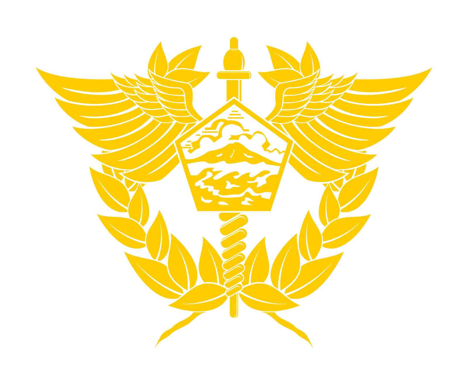 Golden Emblem with Wings and Sword